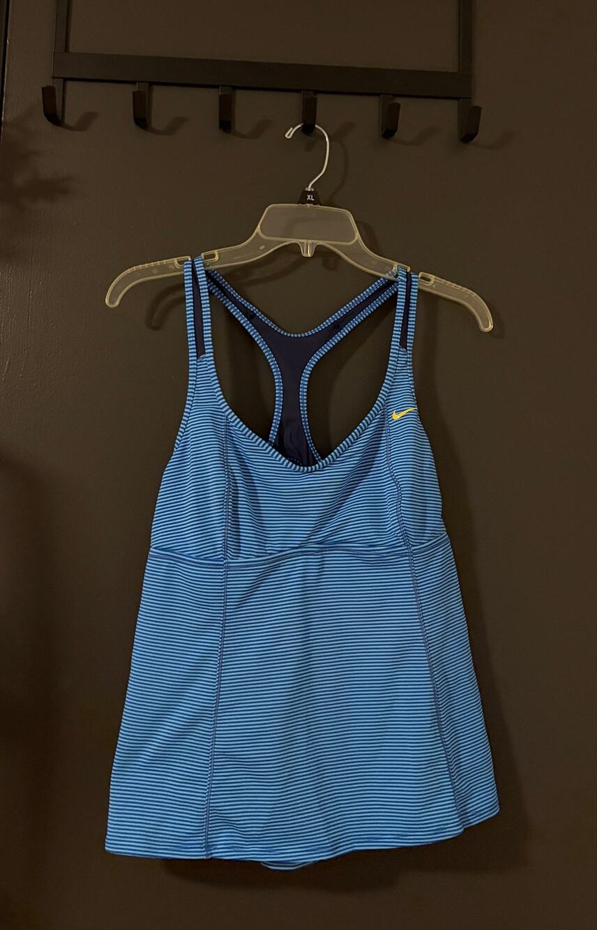 Nike Swim Blue Striped Racerback Tankini Top